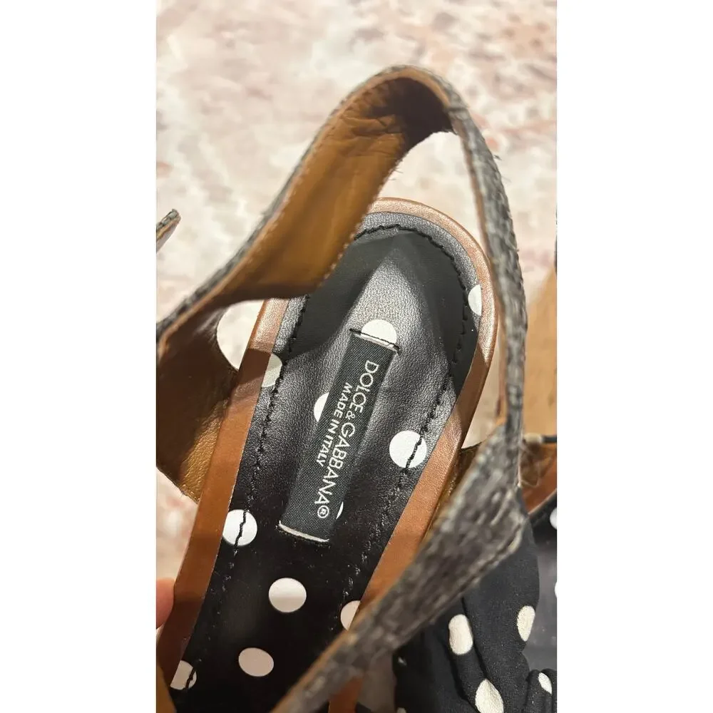 Dolce & Gabbana Polka Dot Cork Wedge Sandals Ankle Strap Women's US 7.5 - Picture 5 of 9